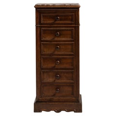 19th Century France Rich Walnut Brown Narrow Walnut Semainier