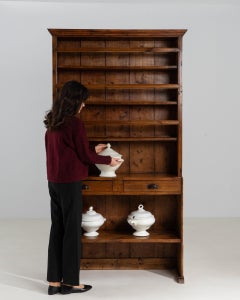 19th Century France Rich Walnut Brown Open Walnut Bookcase With Drawers