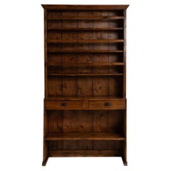 19th Century France Rich Walnut Brown Open Walnut Bookcase With Drawers