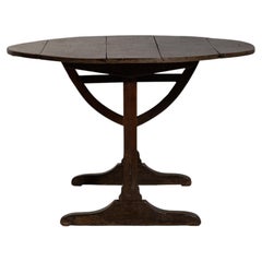 19th Century France Rich Walnut Brown Round Tilt-Top Drop-Leaf Table