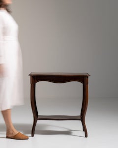 19th Century France Rich Walnut Brown Shaped-Apron Walnut Side Table