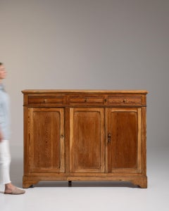 19th Century France Warm Honey Oak Oak Three-Door Buffet