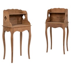 19th Century France Warm Honey Oak Pair Of Oak Nightstands