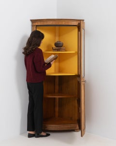 19th Century France Warm Honey Oak Tall Narrow Oak Cabinet