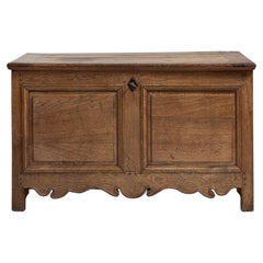 19th Century France Weathered Honey Oak Carved Oak Blanket Chest
