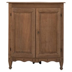 19th Century France Weathered Honey Oak Carved Oak Corner Cabinet