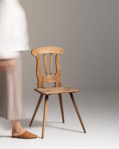 19th Century France Weathered Honey Oak Carved Oak Side Chair