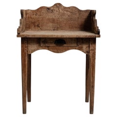 19th Century France Weathered Honey Oak Carved Oak Washstand