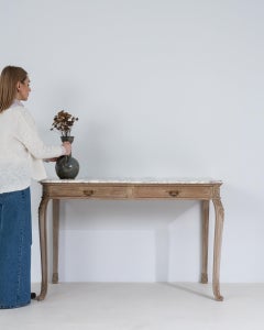 19th Century France Weathered Honey Oak Oak Console Table