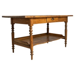 19th Century France Weathered Honey Oak Oak Console Table With Shelf