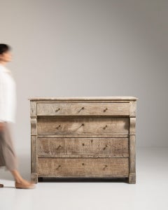 19th Century France Weathered Whitewash Cerused Oak Chest Of Drawers