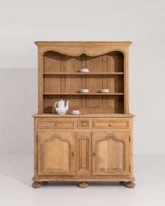 19th Century France Weathered Whitewash Cerused Oak Hutch