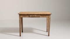 19th Century France Weathered Whitewash Cerused Oak Side Table