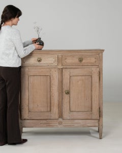 19th Century France Weathered Whitewash Cerused Oak Two-Door Buffet