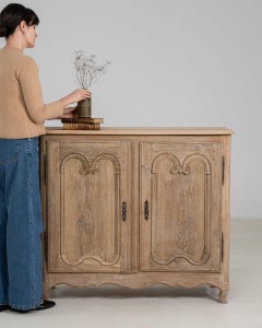19th Century France Weathered Whitewash Cerused Oak Two-Door Buffet