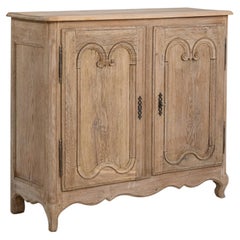 19th Century France Weathered Whitewash Cerused Oak Two-Door Buffet