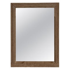 19th Century France Weathered Whitewash Cerused Oak Wall Mirror