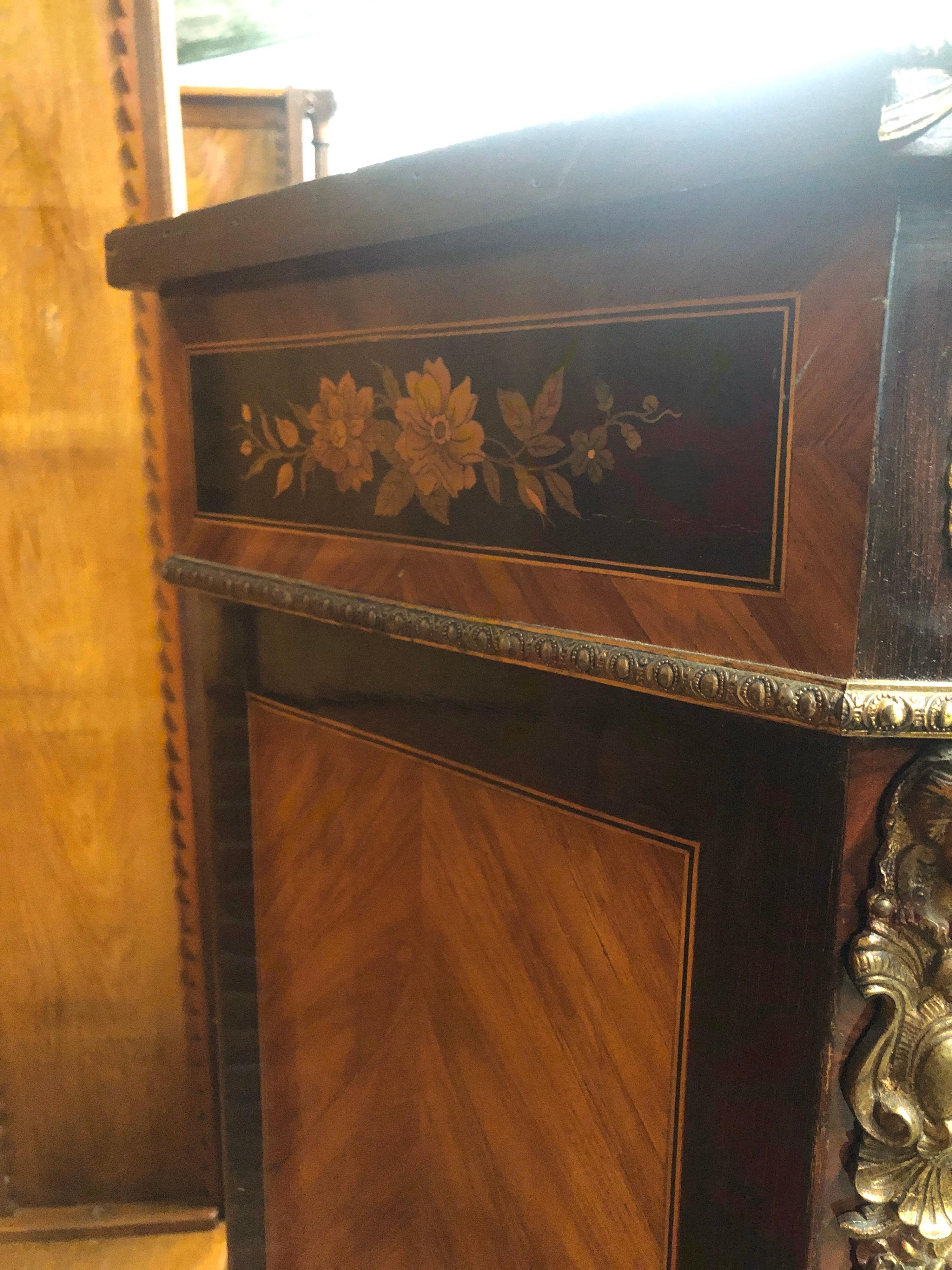 Mid-19th Century 19th Century France Wood Napoleon III Kingwood Rosewood Marquetry Cabinet 1850s