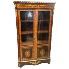 19th Century France Wood Napoleon III Kingwood Rosewood Marquetry Cabinet 1850s