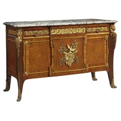 Commode Franois Linke du 19ème siècle en bois de tulipier et ambonya, montée en bronze doré