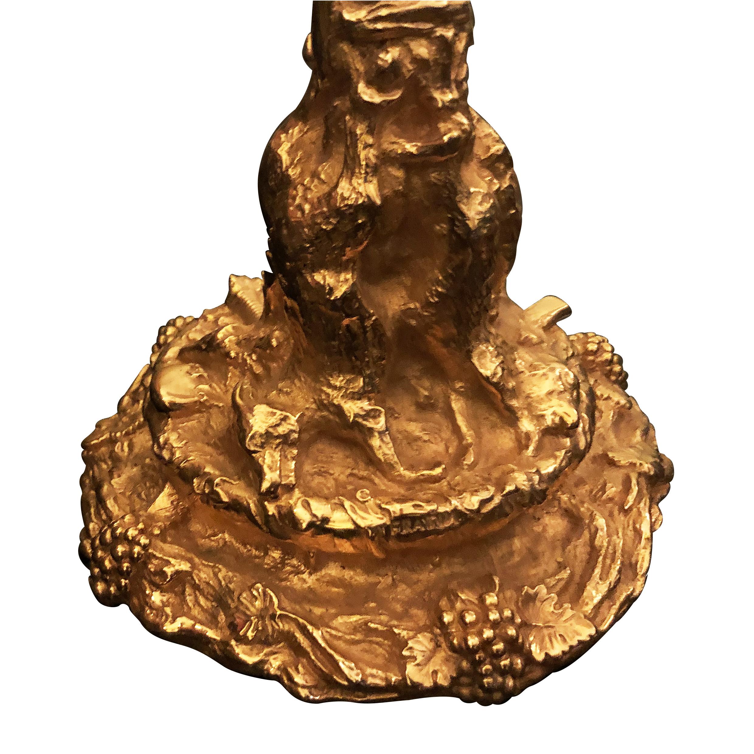 Pareja de Candelabros de Bronce Fratinado del Siglo XIX Francés en venta