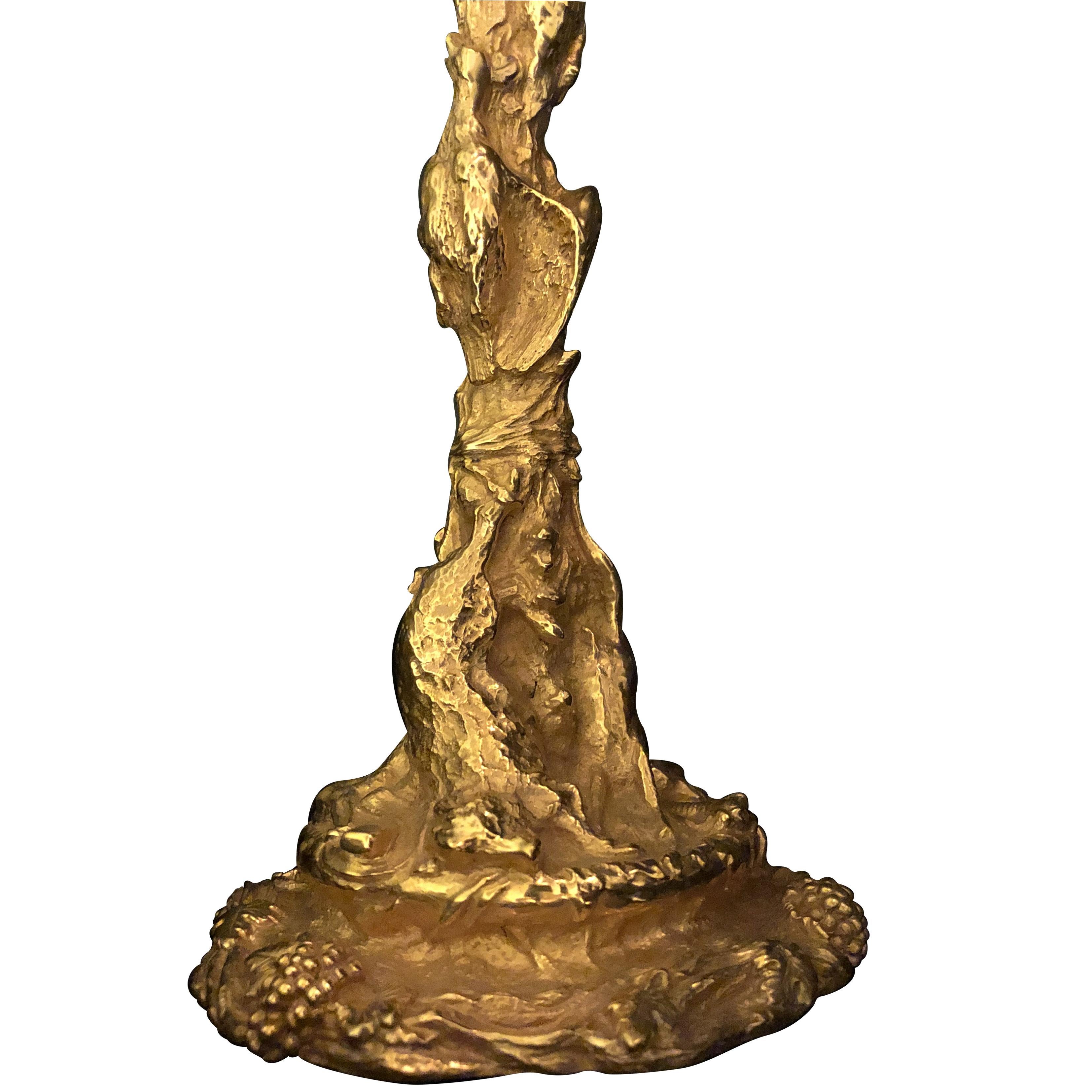 Gilt 19th Century Fratin Bronze Pair of Candelabras For Sale