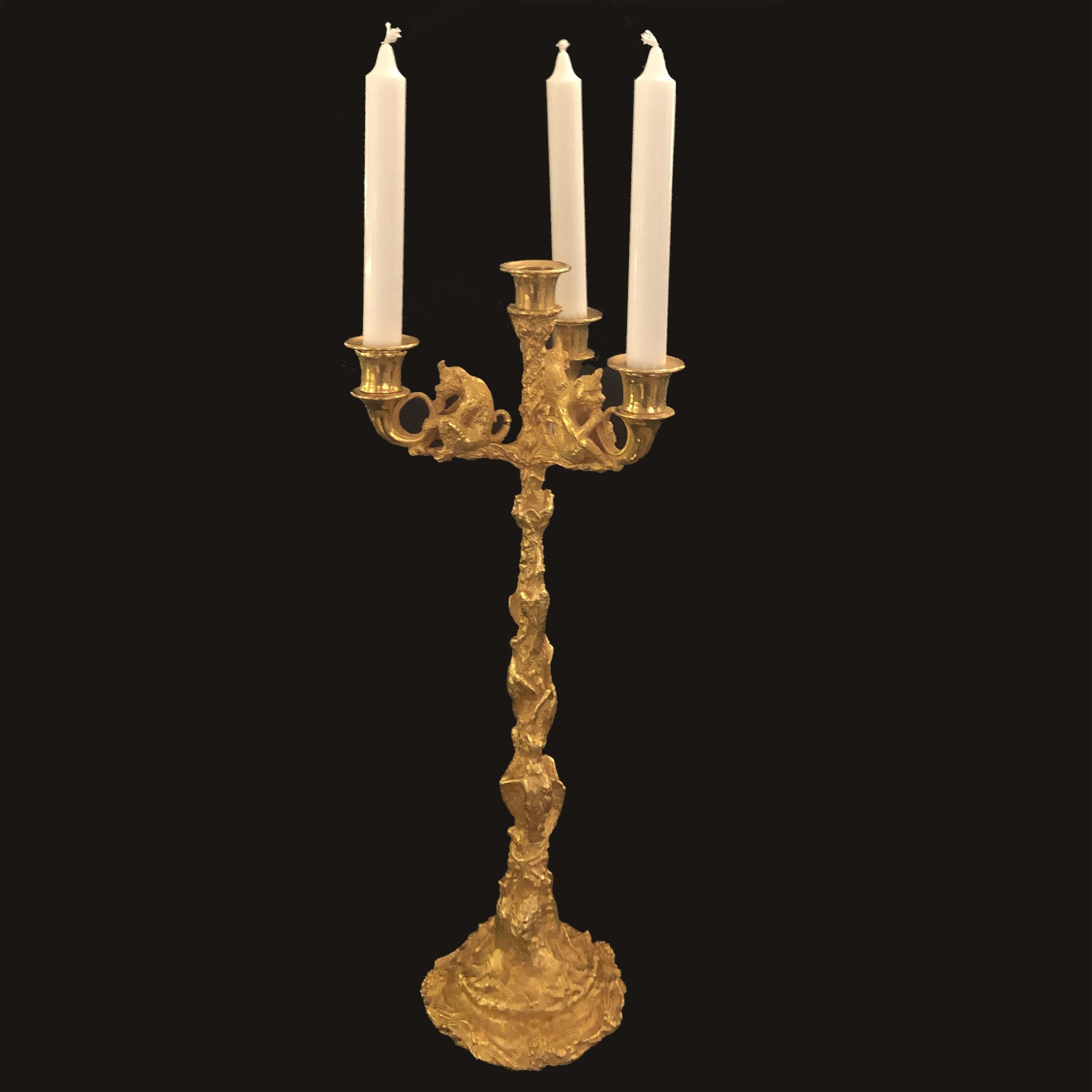 19th Century Fratin Bronze Pair of Candelabras For Sale 1