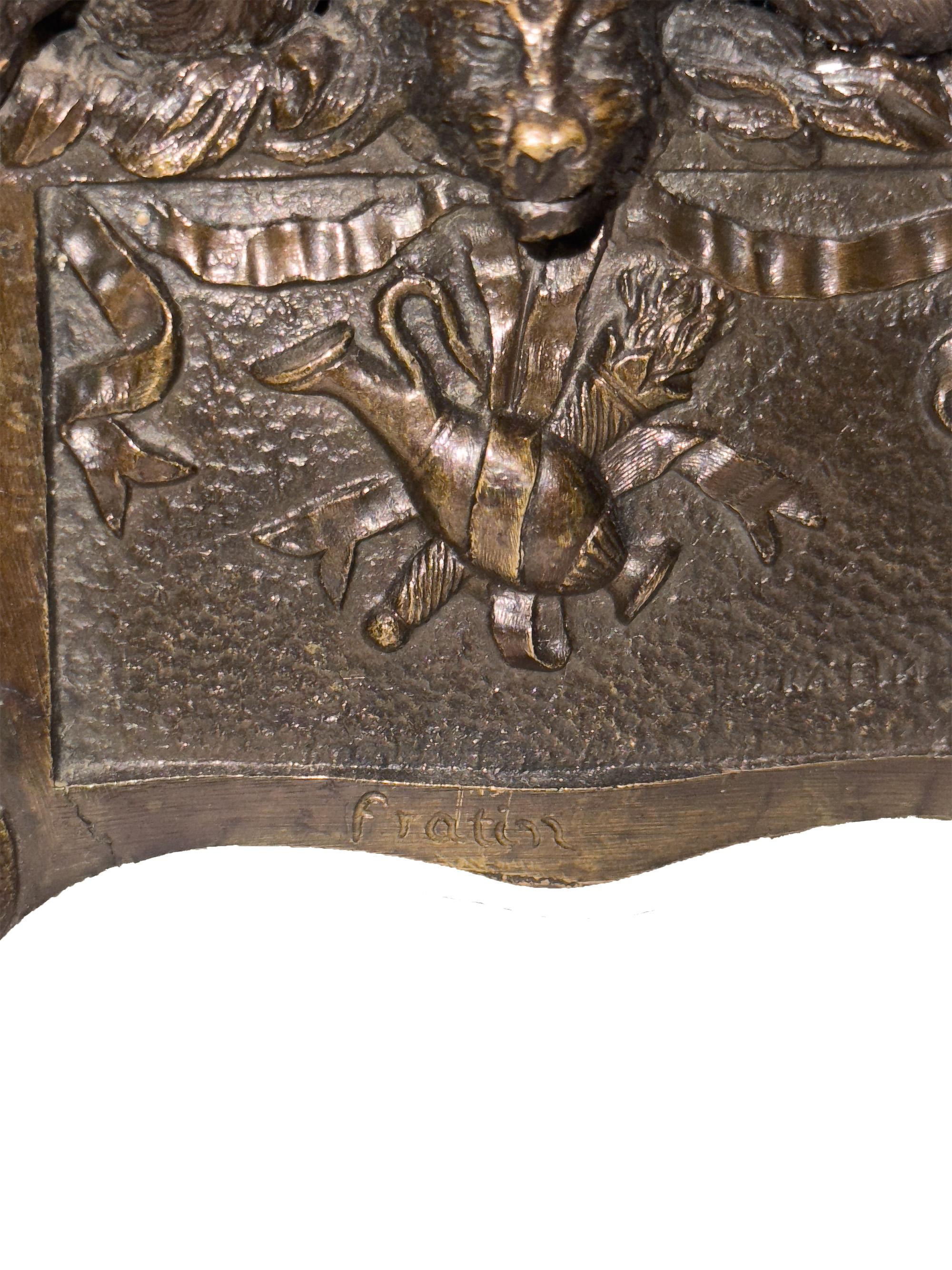Bronzo Portacandele originale in bronzo fratino con coppia di satiri del XIX secolo in vendita