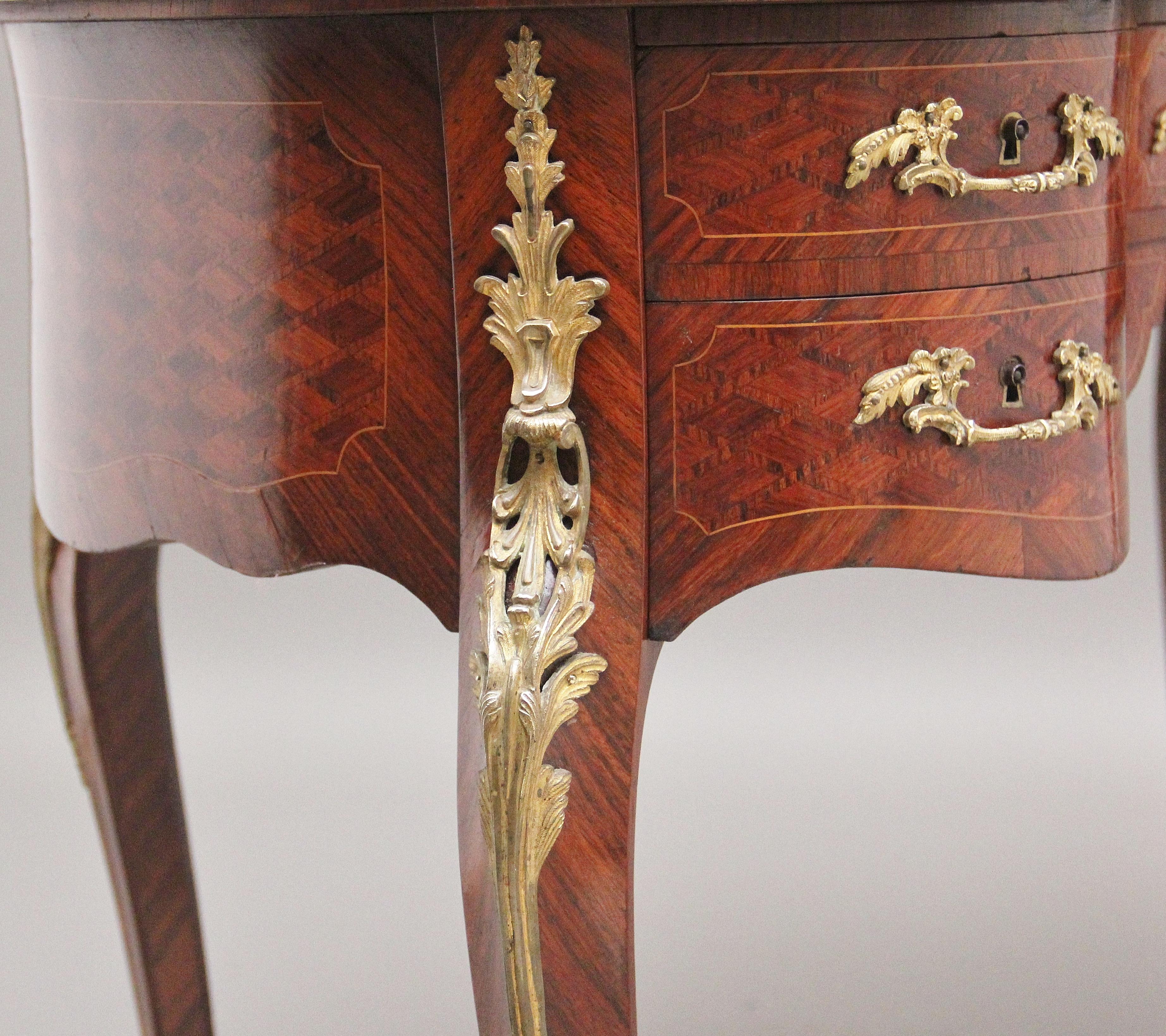 19th Century Freestanding French Parquetry and Kingwood Kidney Desk 7
