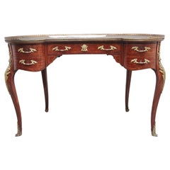 19th Century Freestanding French Parquetry and Kingwood Kidney Desk