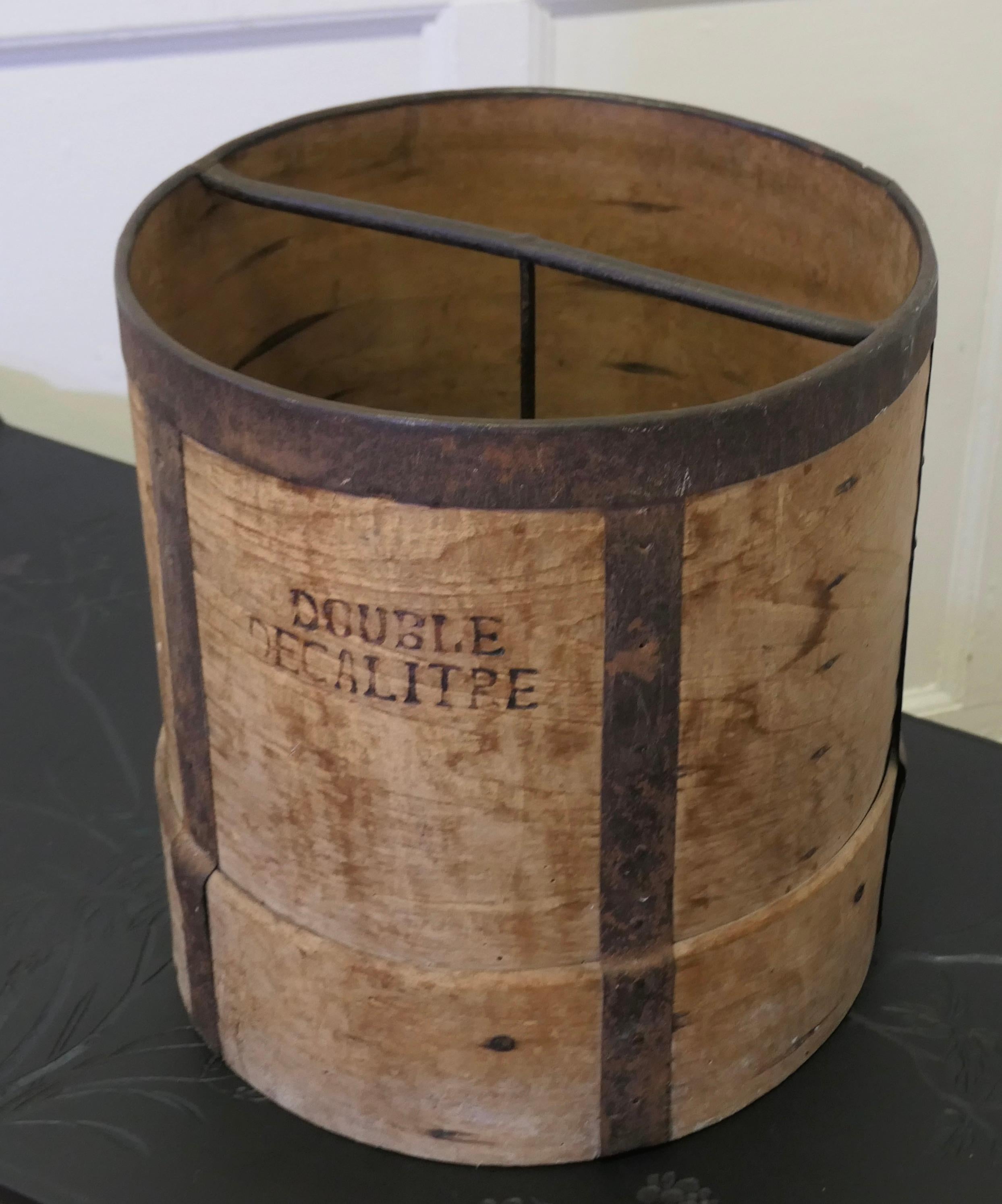 19th Century French 10 Litre Wooden Fruit Measure  This large measure is made in In Good Condition For Sale In Chillerton, Isle of Wight