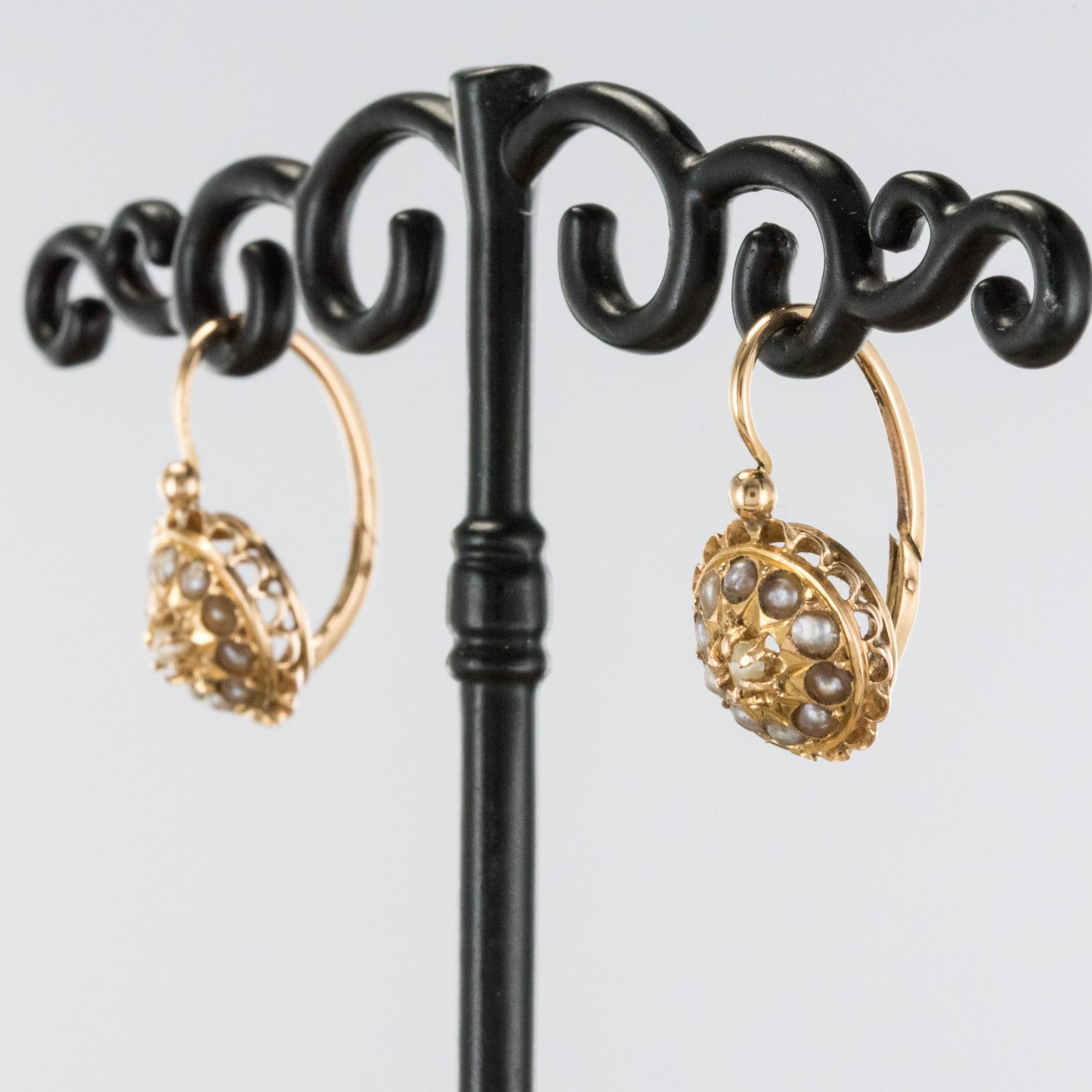 Napoleon III 19th Century French 18 KaratsRose Gold Natural ¨Pearl Drop Earrings