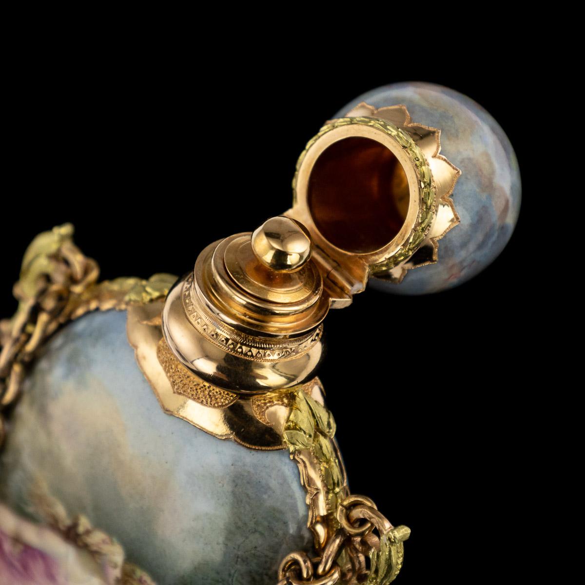 19th Century French 18-Karat Gold and Painted Enamel Scent Bottle, circa 1860 9