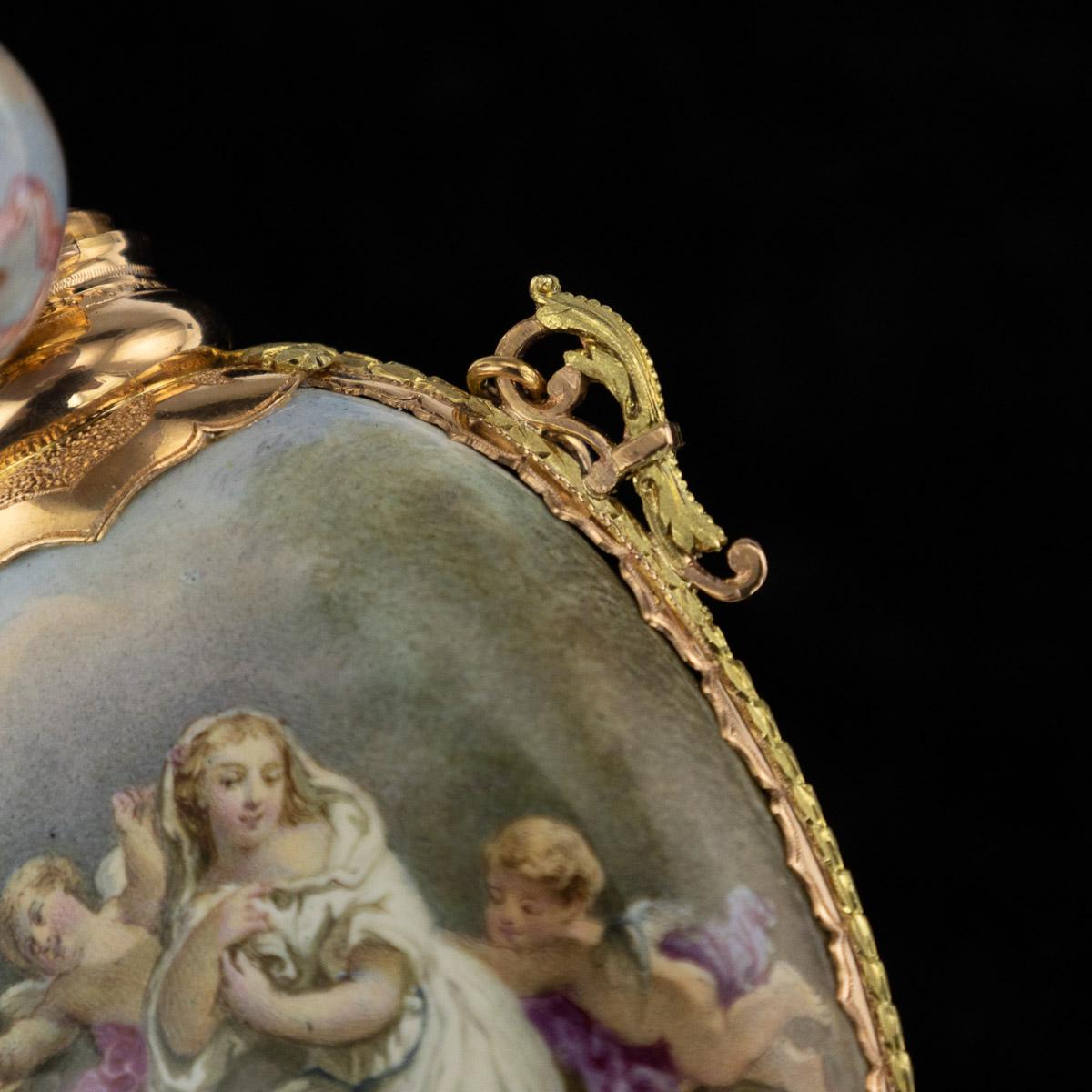 19th Century French 18-Karat Gold and Painted Enamel Scent Bottle, circa 1860 11