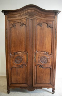 19th Century French 2-Door Wooden Wardrobe