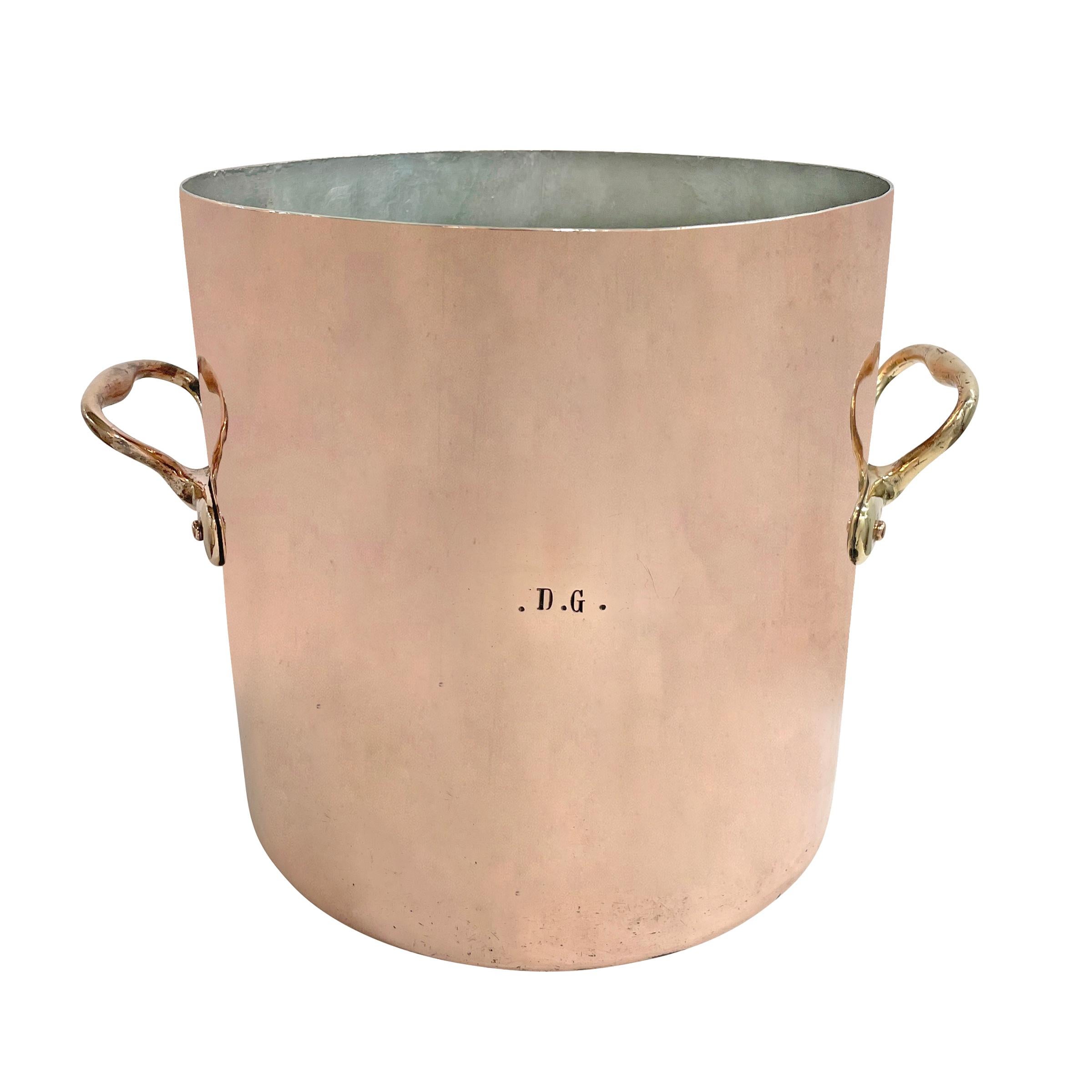 19th Century French 21-Quart Copper Stock Pot and Roaster In Good Condition In Chicago, IL
