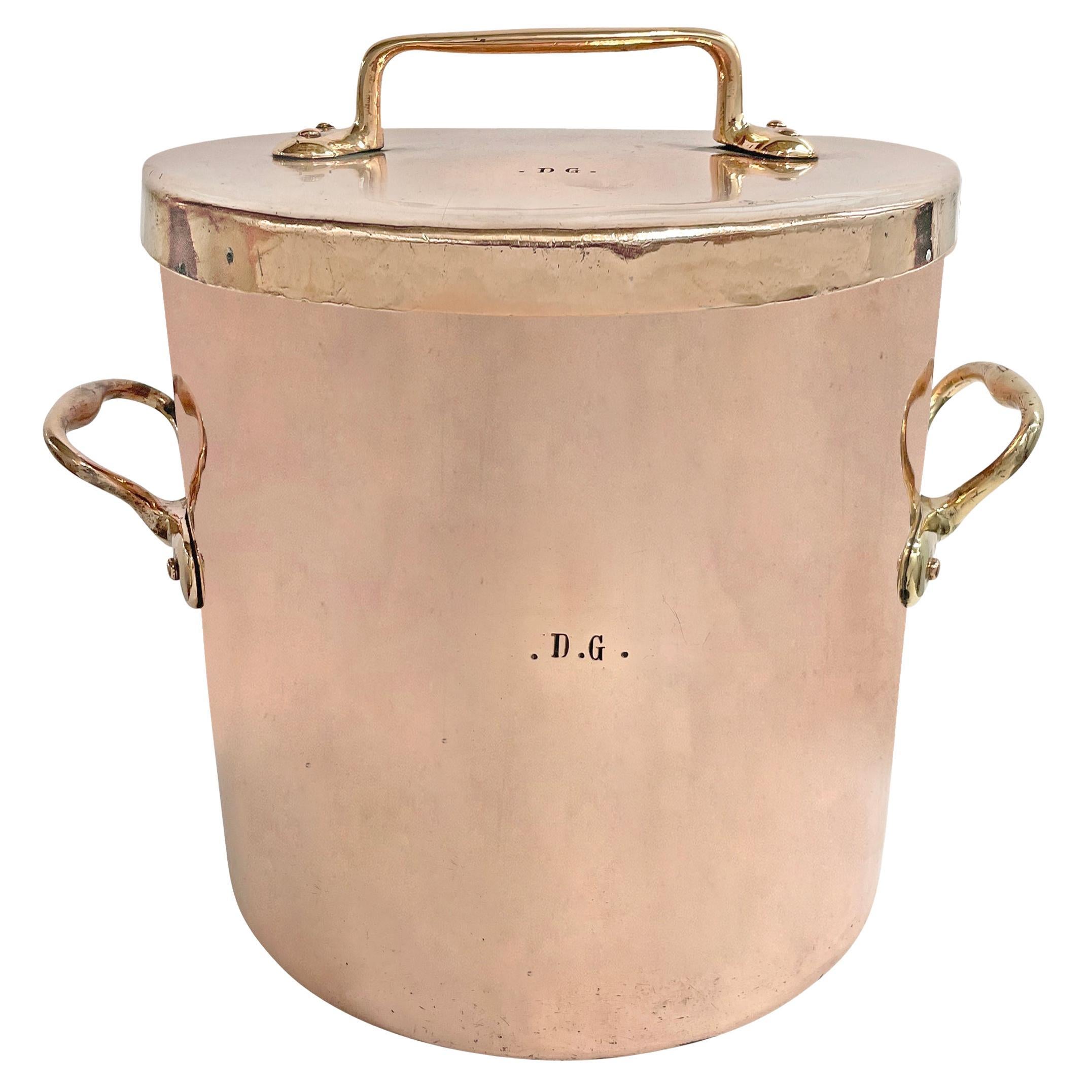 19th Century French 21-Quart Copper Stock Pot and Roaster
