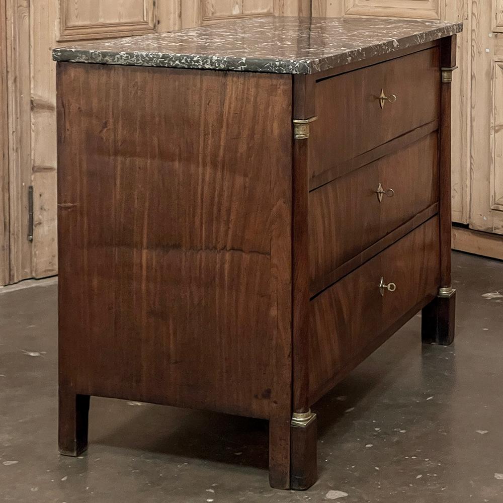 19th Century French 2nd Empire Mahogany Marble Top Commode For Sale 8