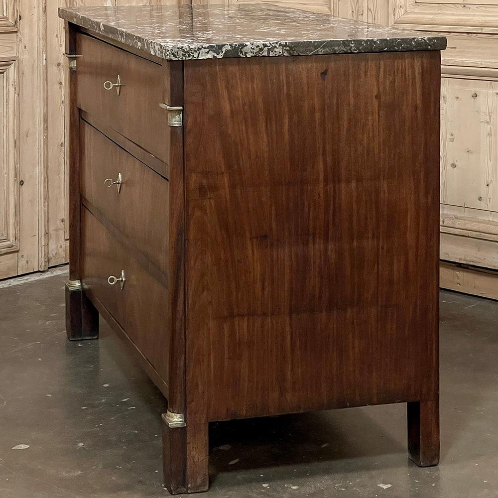 19th Century French 2nd Empire Mahogany Marble Top Commode For Sale 11