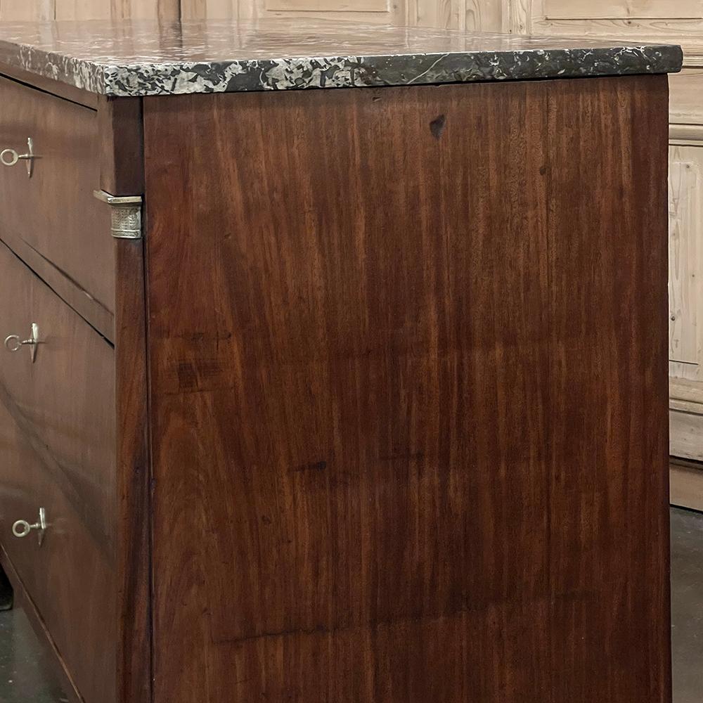 19th Century French 2nd Empire Mahogany Marble Top Commode For Sale 12
