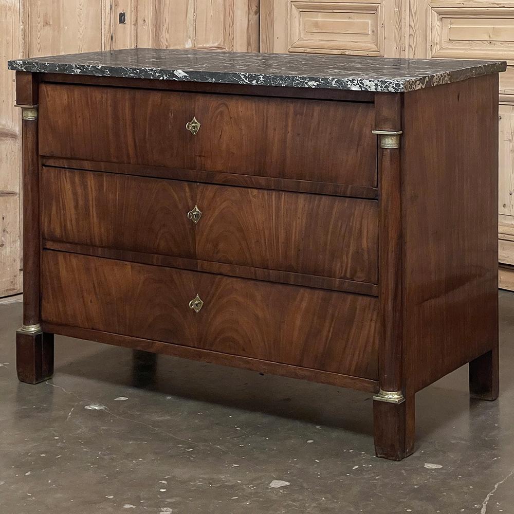 Napoleon III 19th Century French 2nd Empire Mahogany Marble Top Commode For Sale