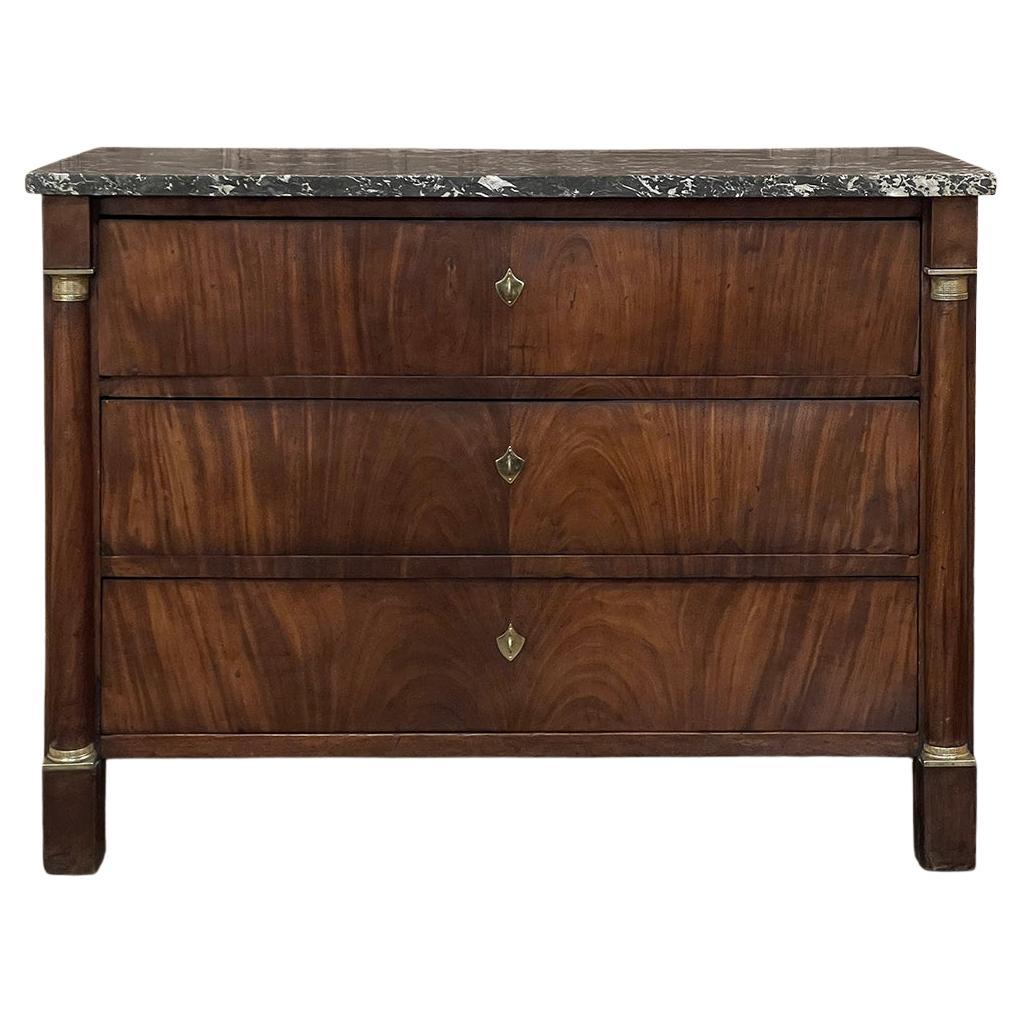 19th Century French 2nd Empire Mahogany Marble Top Commode For Sale