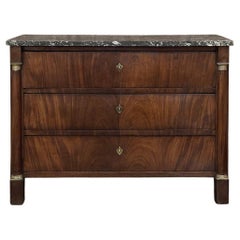 19th Century French 2nd Empire Mahogany Marble Top Commode