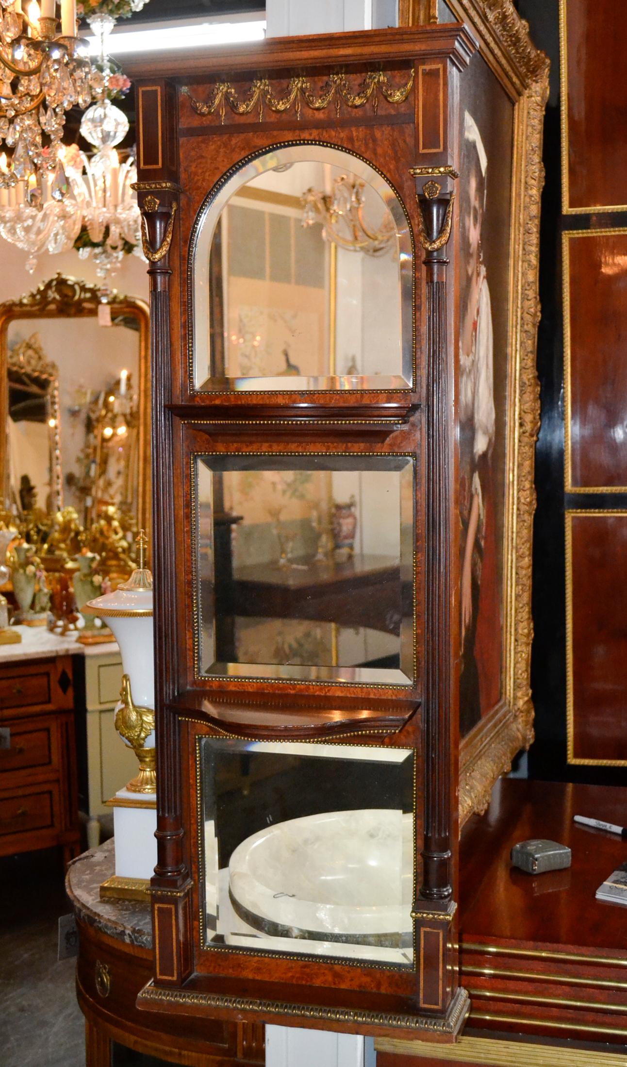 Français Miroir à 3 sections français du XIXe siècle en vente