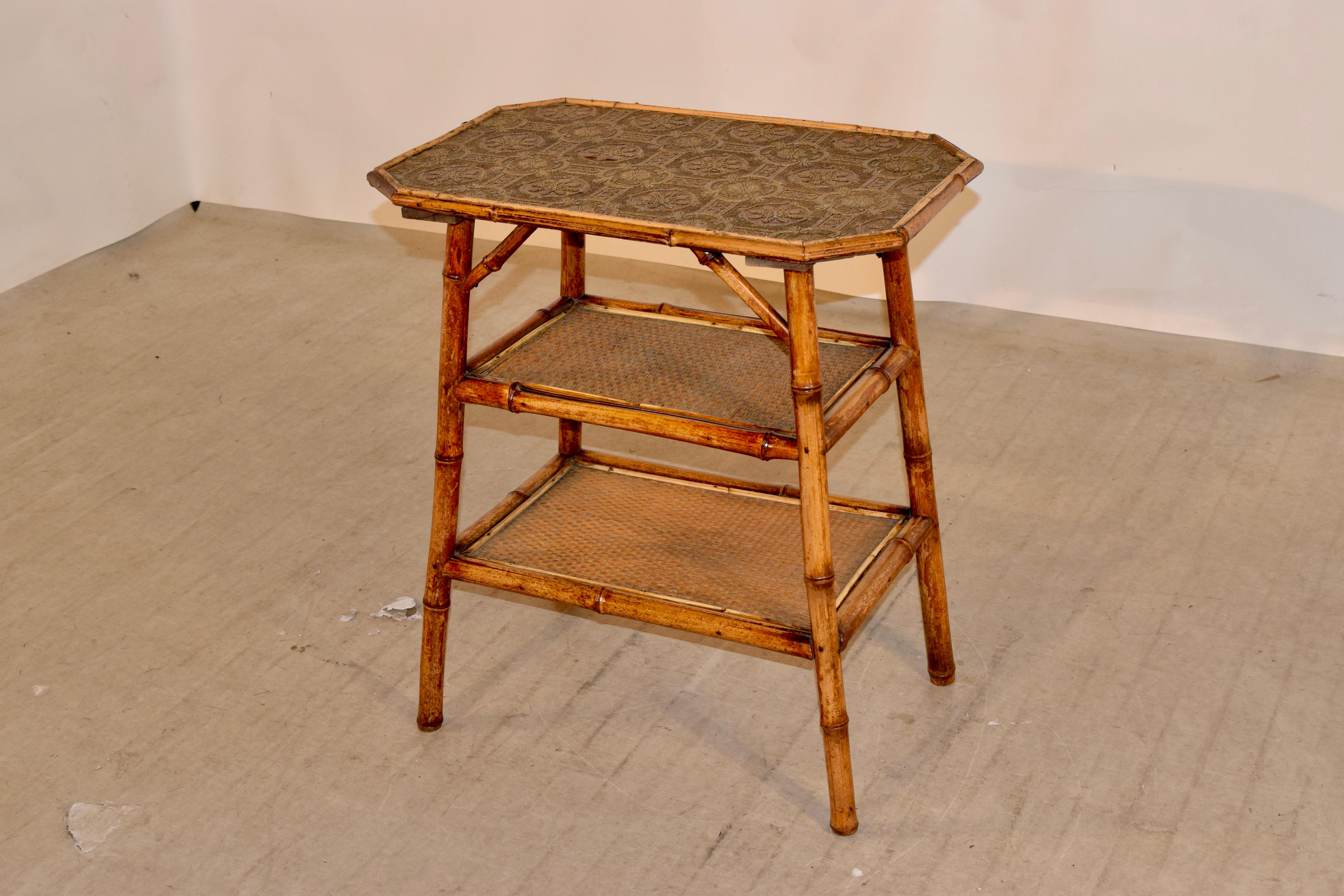 Art Nouveau 19th Century French 3-Tier Bamboo Table