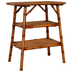table en bambou à 3 étages du 19ème siècle
