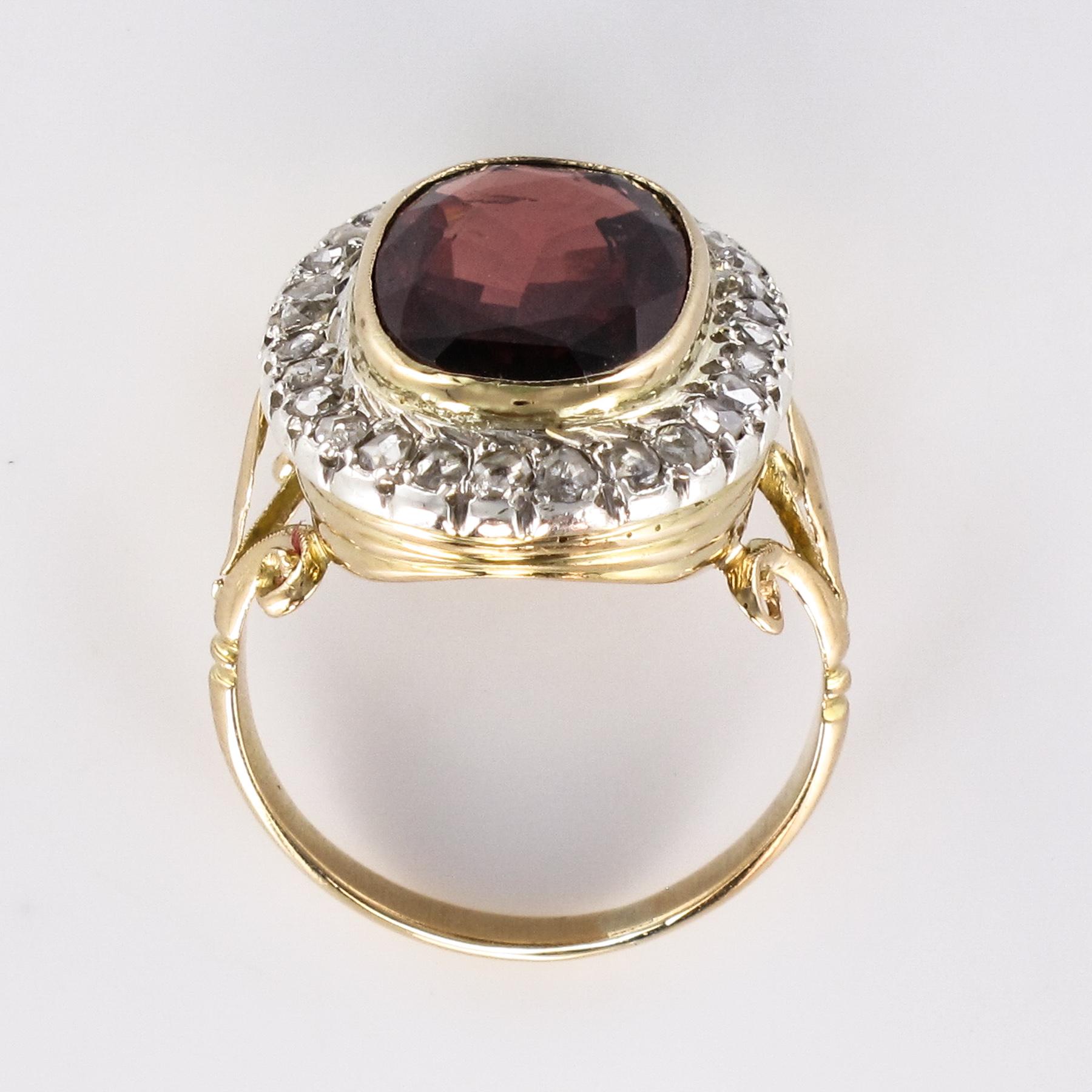 19th Century French 4.50 Carat Garnet Rose Cut Diamonds Antique Ring 6