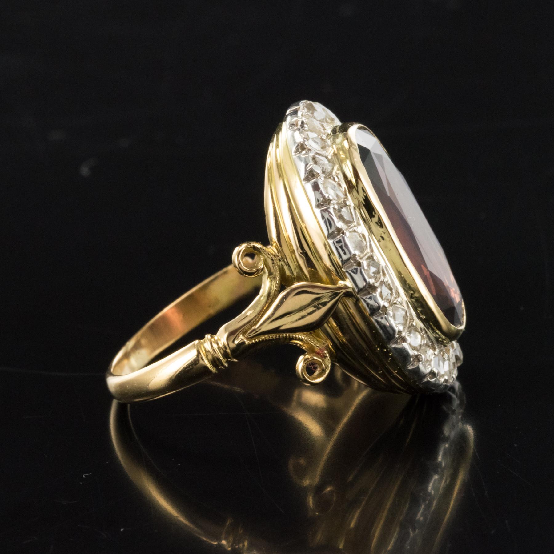 19th Century French 4.50 Carat Garnet Rose Cut Diamonds Antique Ring 2