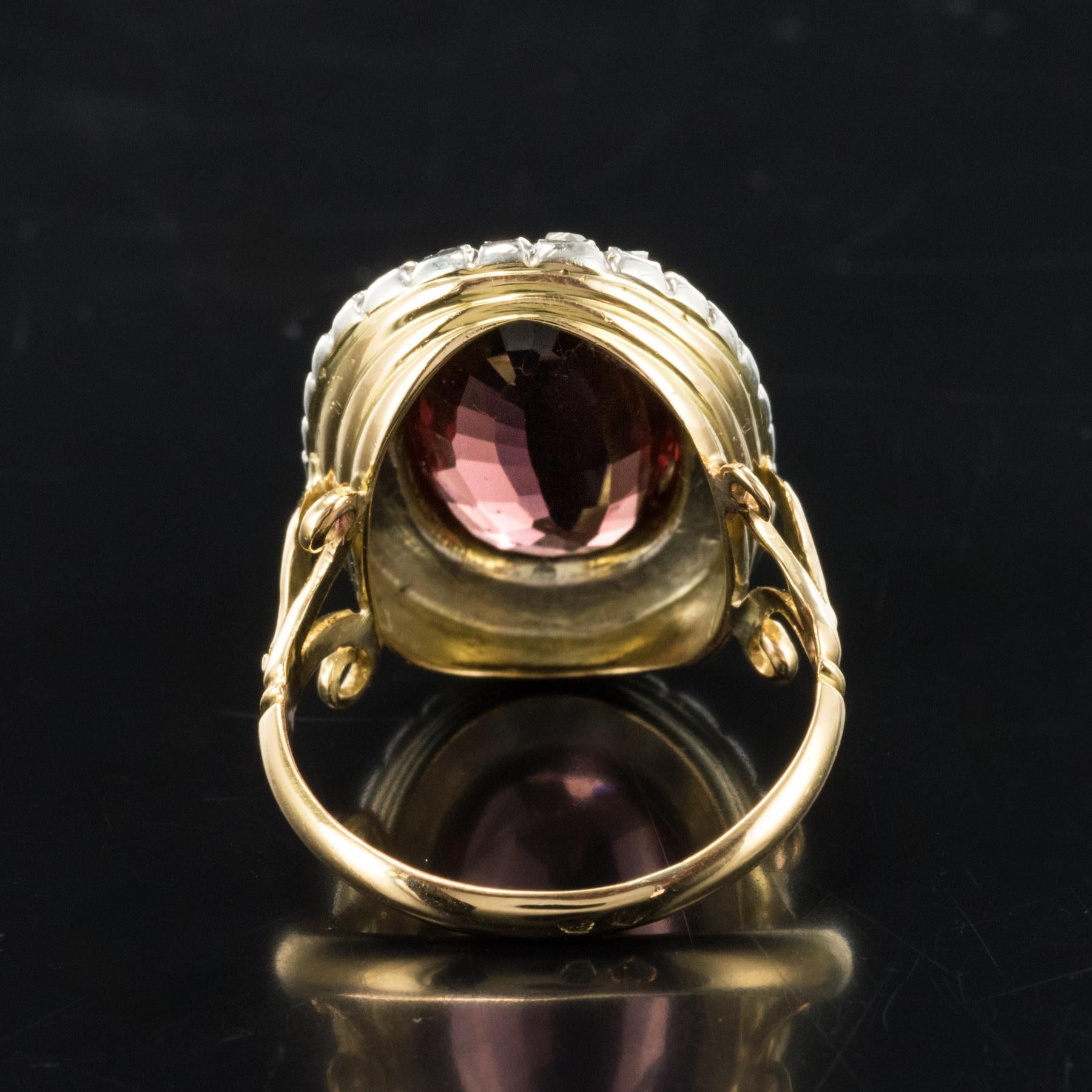 19th Century French 4.50 Carat Garnet Rose Cut Diamonds Antique Ring 3