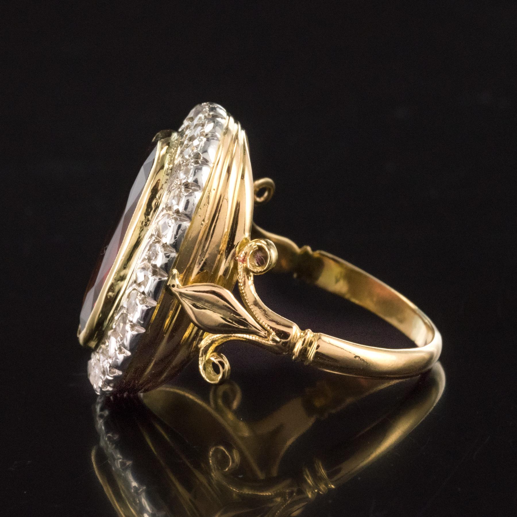 19th Century French 4.50 Carat Garnet Rose Cut Diamonds Antique Ring 4